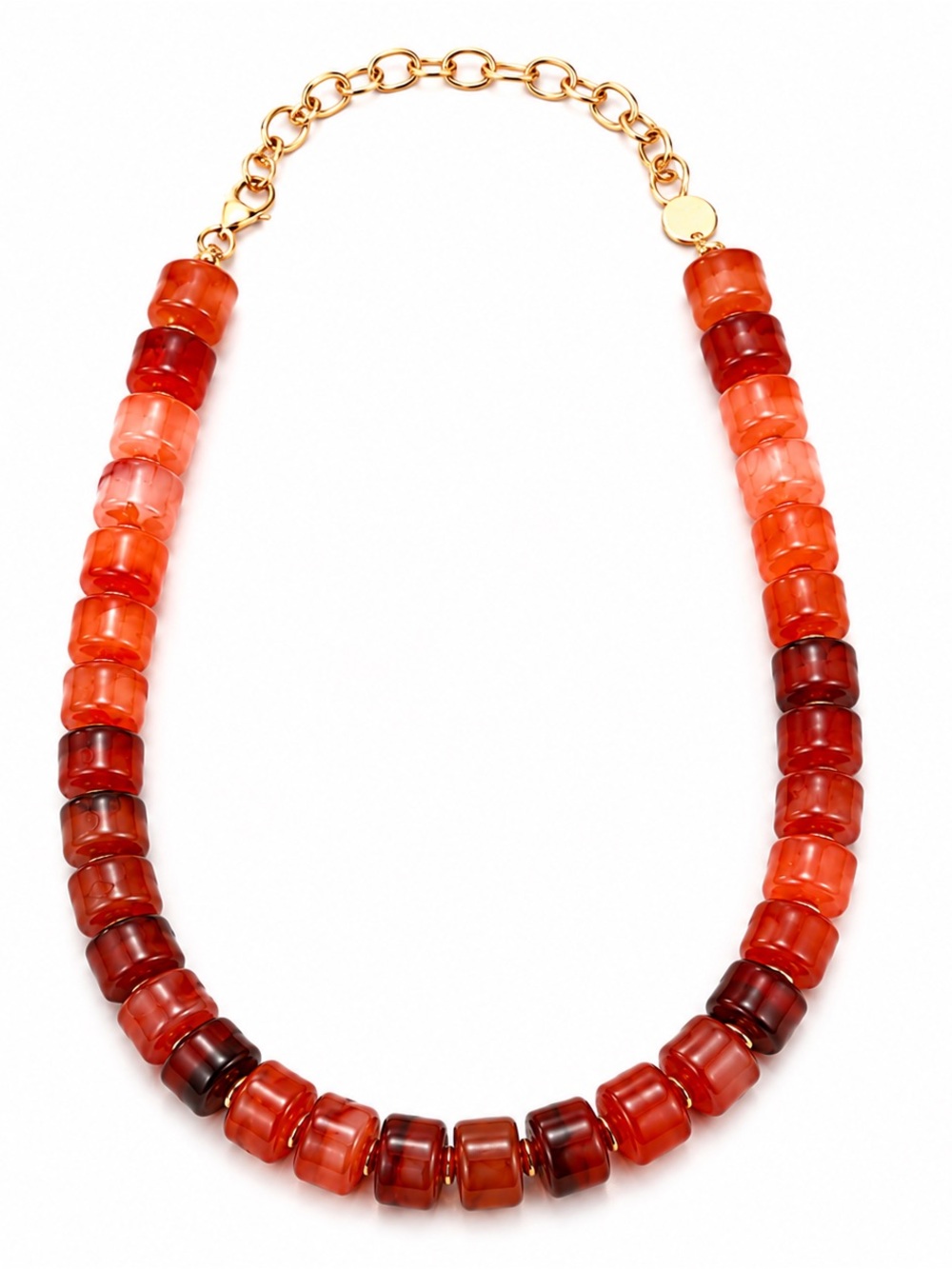 Gold-Link Red Bead Graduated Necklace